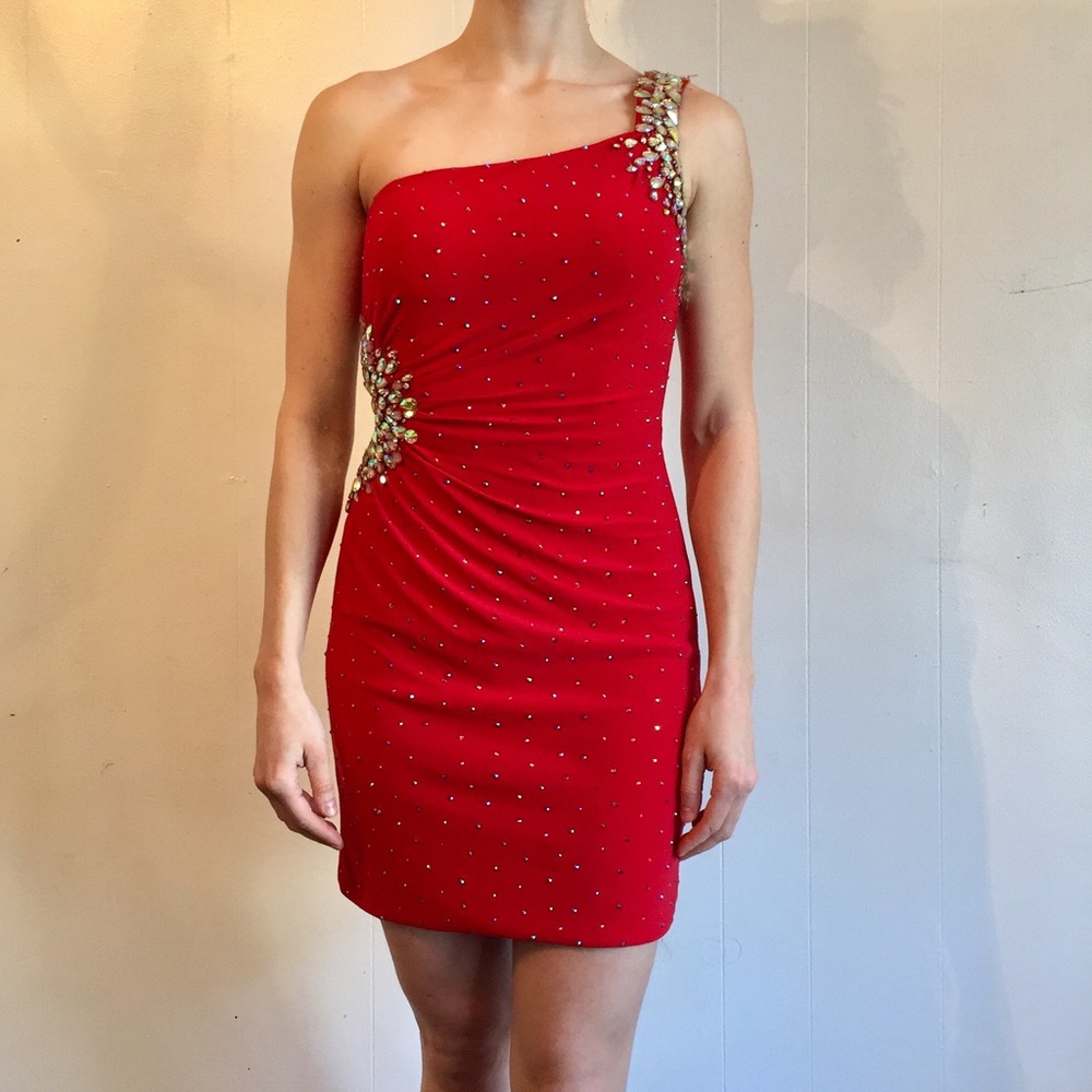 💃🏻❤️ Red Tony Bowls Shorts Cocktail Prom Dress